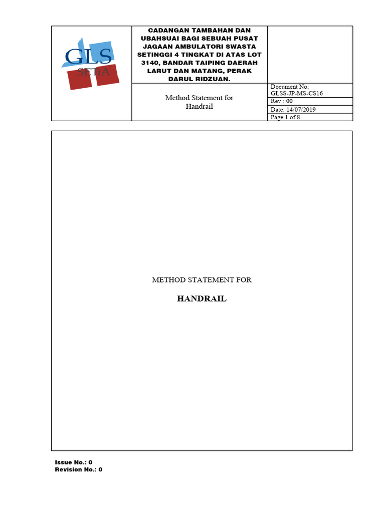 Handrail Installation Method Statement | PDF | Personal Protective ...