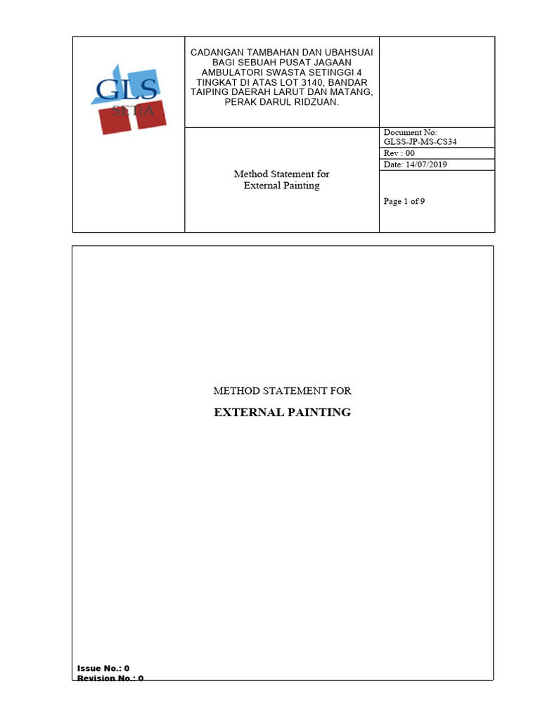 External Painting Method Statement | PDF | Paint | Plaster