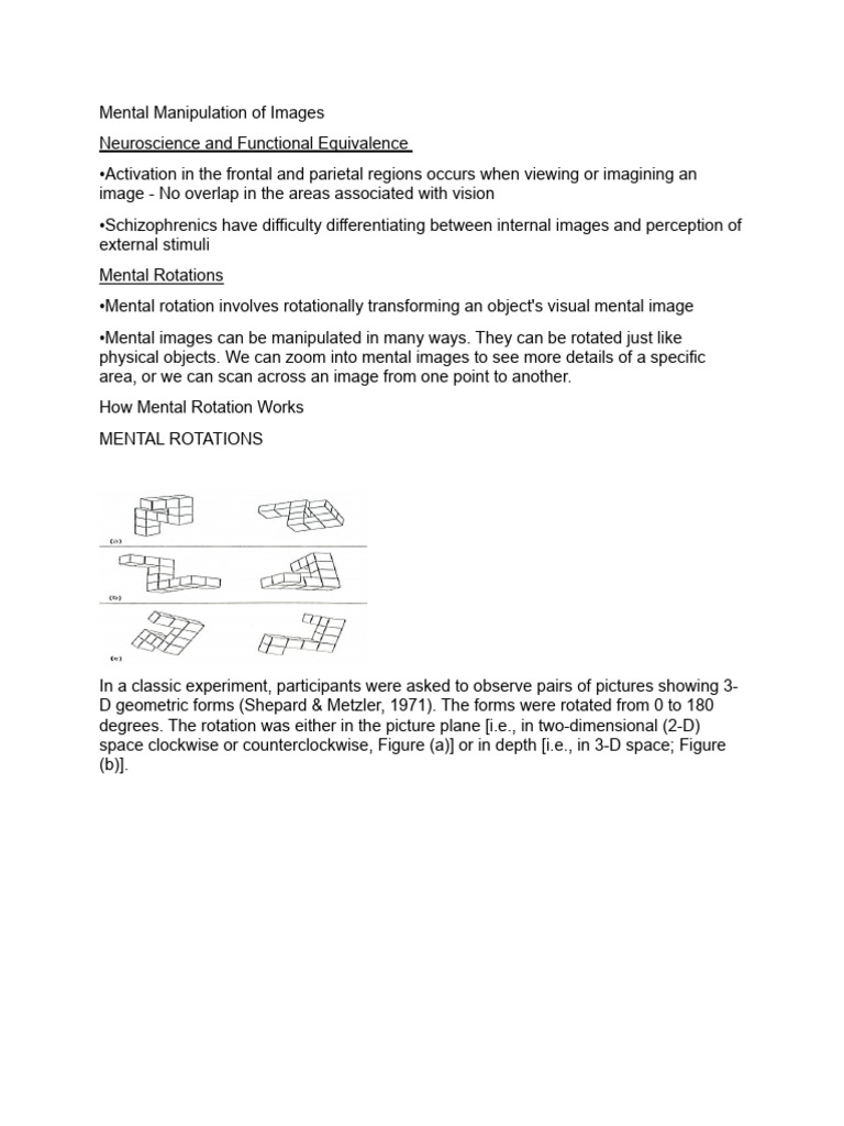 Mental Manipulation of Images | PDF | Mental Image | Image