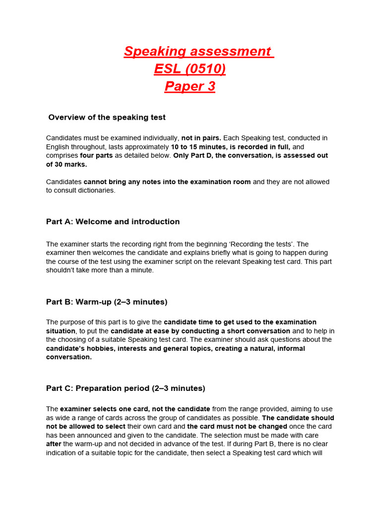 ESL 0510 Speaking Assessment Criteria | PDF | Cognitive Science | Human ...