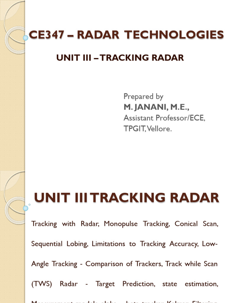 Tracking Radar Techniques Overview | PDF | Radar | Phase (Waves)