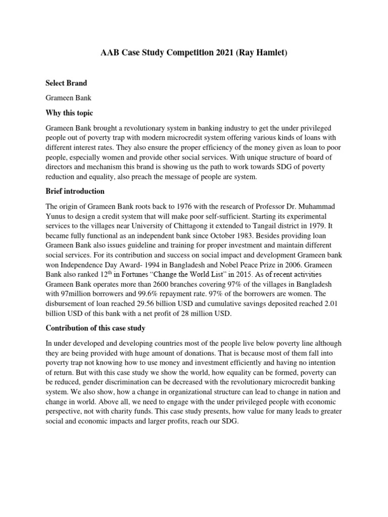 AAB Case Study Competition 2021 | PDF | Grameen Bank | Economies