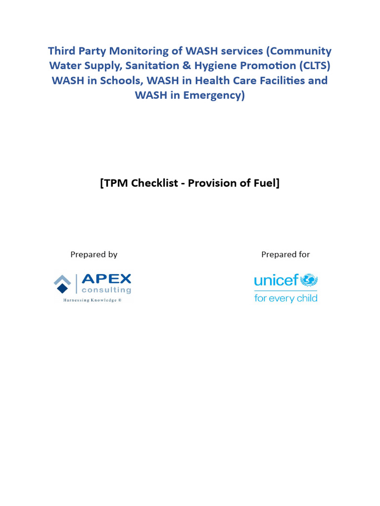 TPM Checklist - Provision of Fuel Aug 1 2023 OG MH MS | PDF | Wash ...