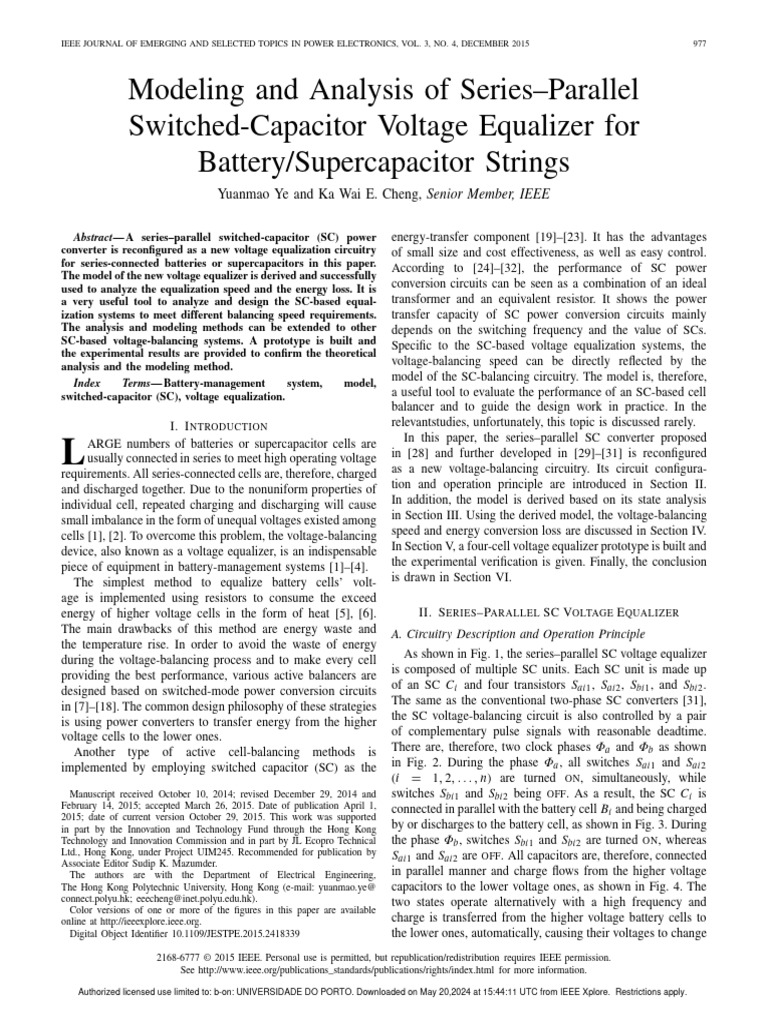 Modeling and analysis of series parallel switched capacitor voltage