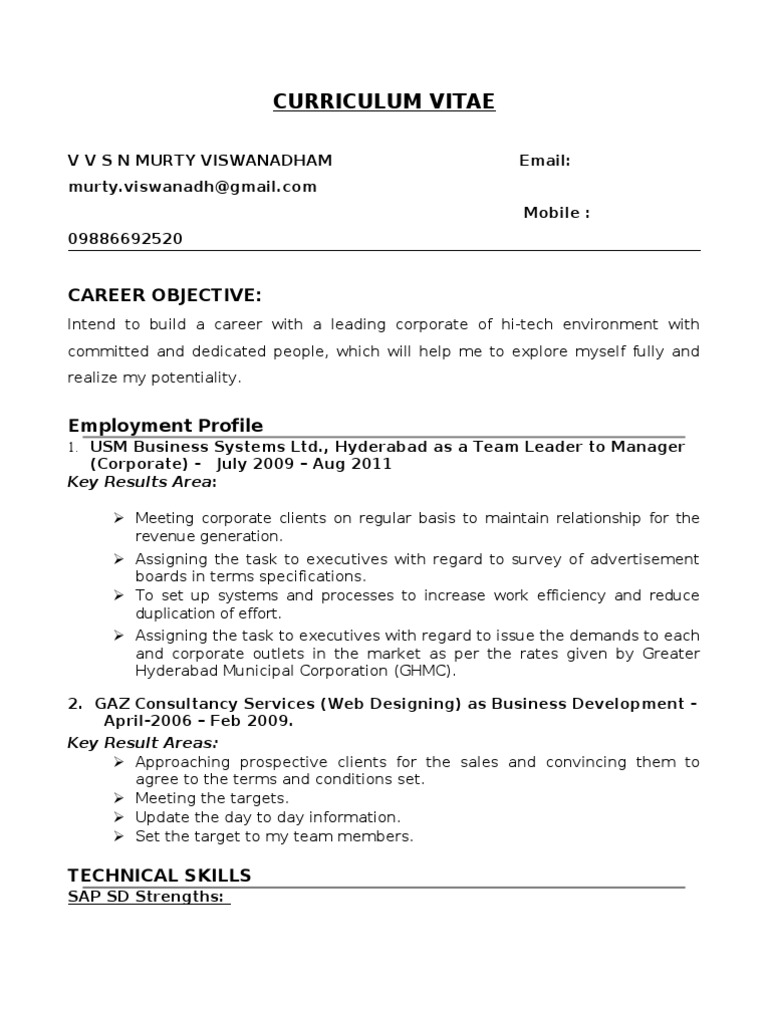 Murthy Resume | PDF | Business