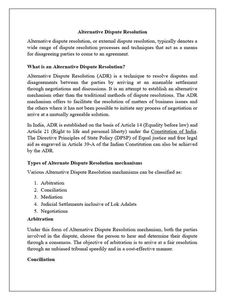 Understanding Alternative Dispute Resolution | PDF | Alternative ...