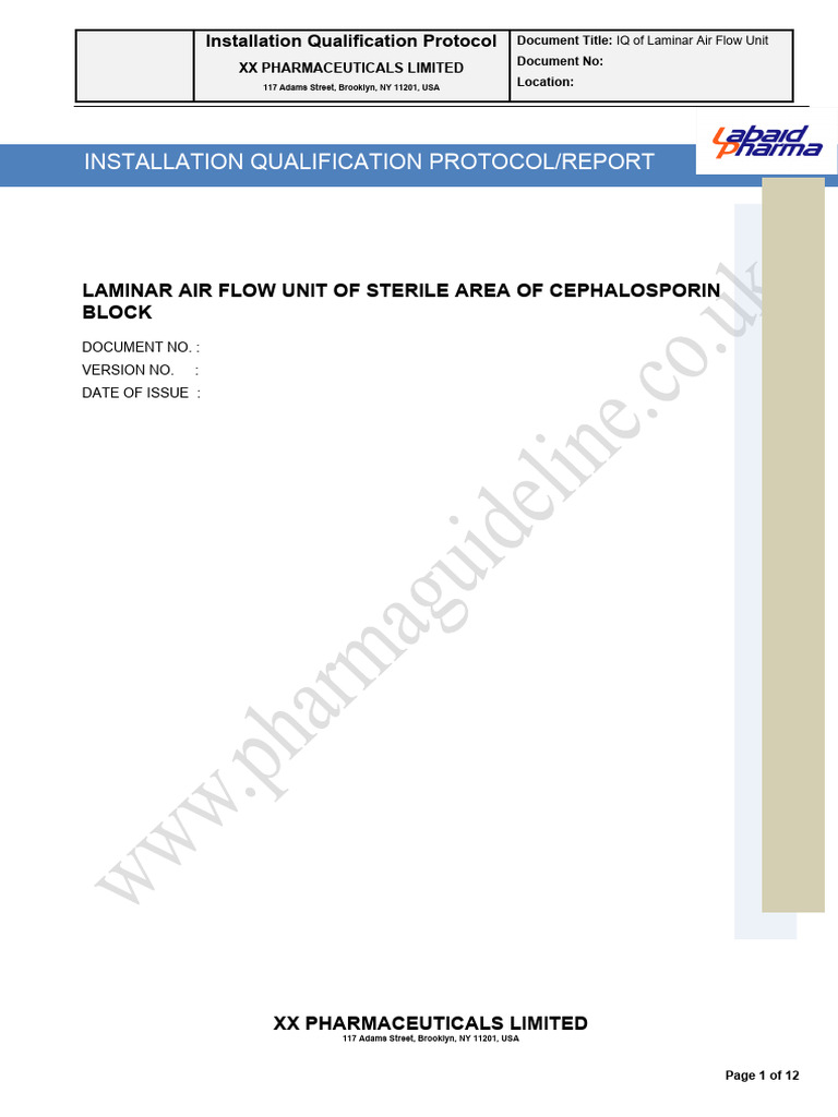 1.0 Laminar Air Flow Installation Qualification | PDF | Verification ...