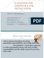 Job Analysis Job Description & Job Specification