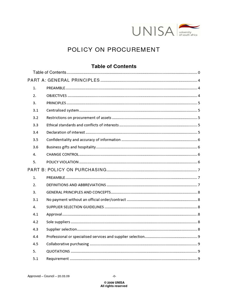 Procurement Policy Overview | PDF | Procurement | Supply Chain