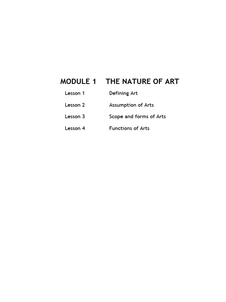 Module 1 The Nature Of Art Pdf Aesthetics The Arts