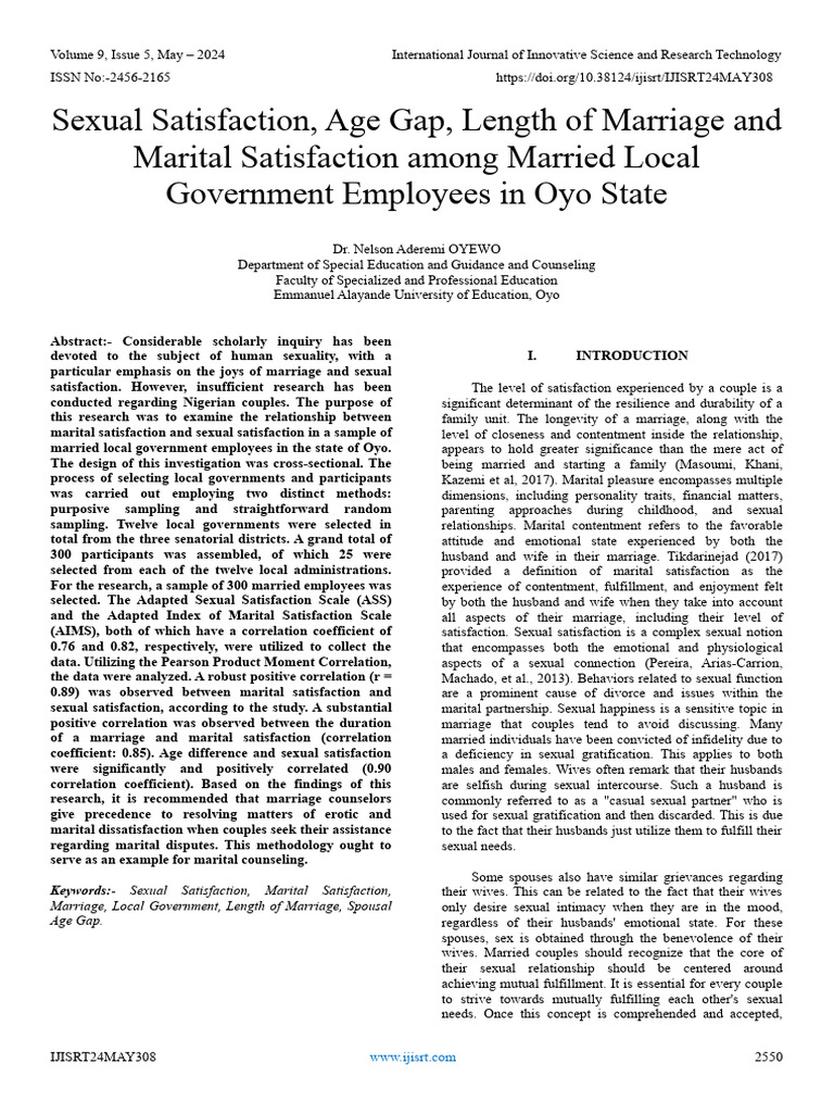 Marital and Sexual Satisfaction in Oyo | PDF | Contentment | Human ...
