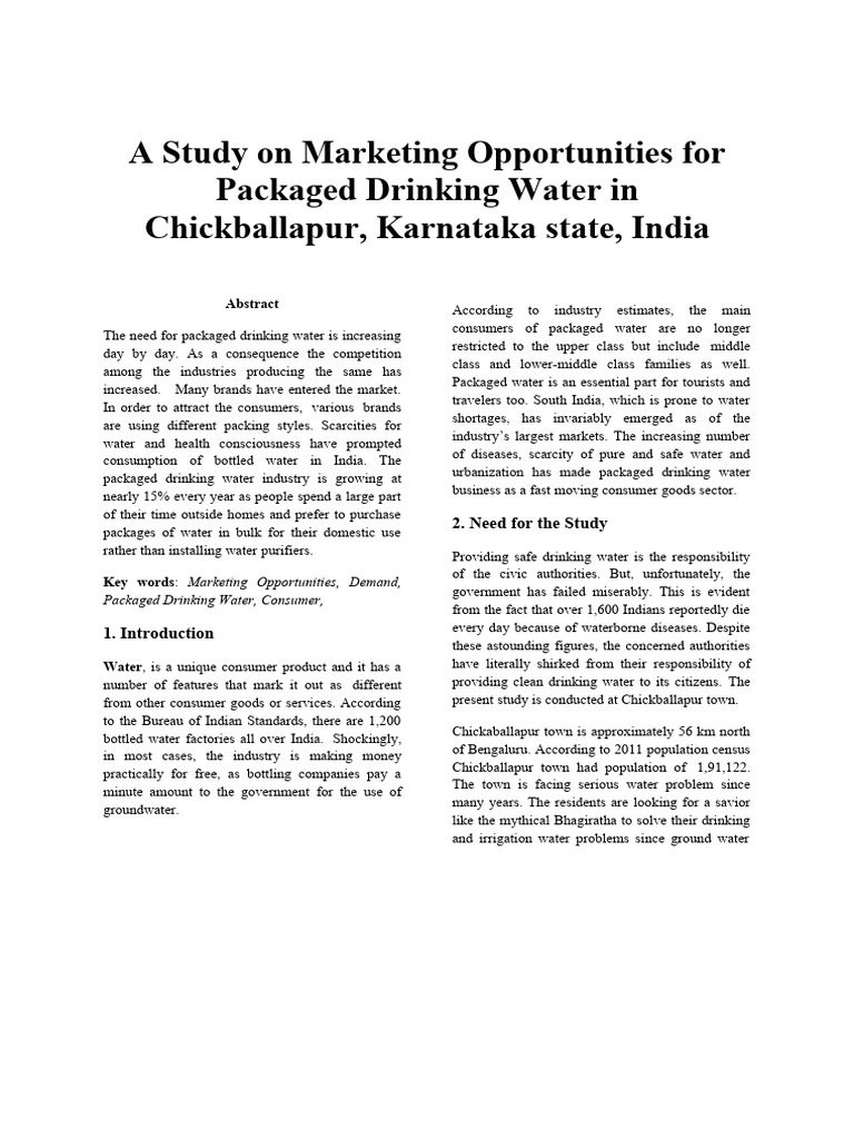 Drinking Water Pdf Bottled Water Water