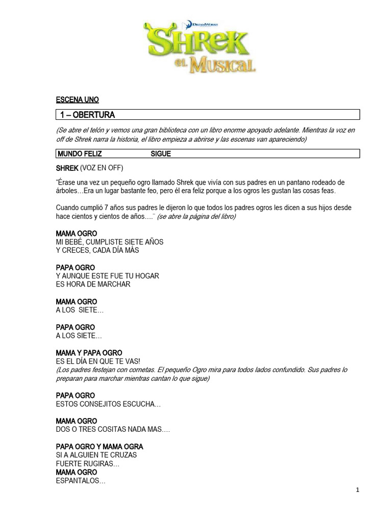 Shrek (Libreto) | PDF