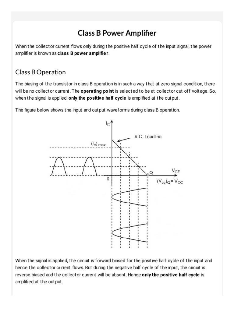 Class B Power Amplifier | PDF | Amplifier | Electronic Circuits