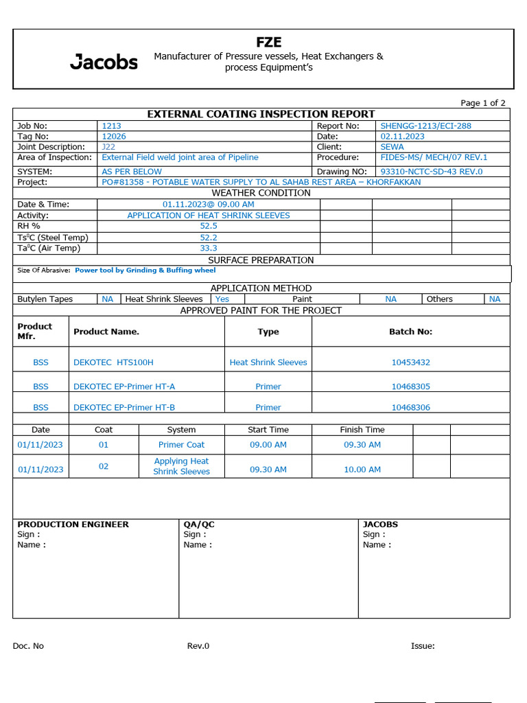 External Coating Inspection Report | PDF | Pipe (Fluid Conveyance ...