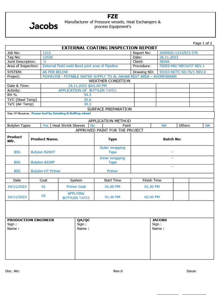 External Coating Report - (Butylen Tape) | PDF | Pipe (Fluid Conveyance ...