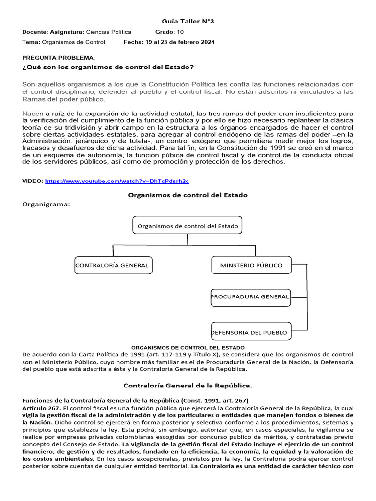 Guía Organismos de Control Del Estado | PDF | Fiscal | Gobierno