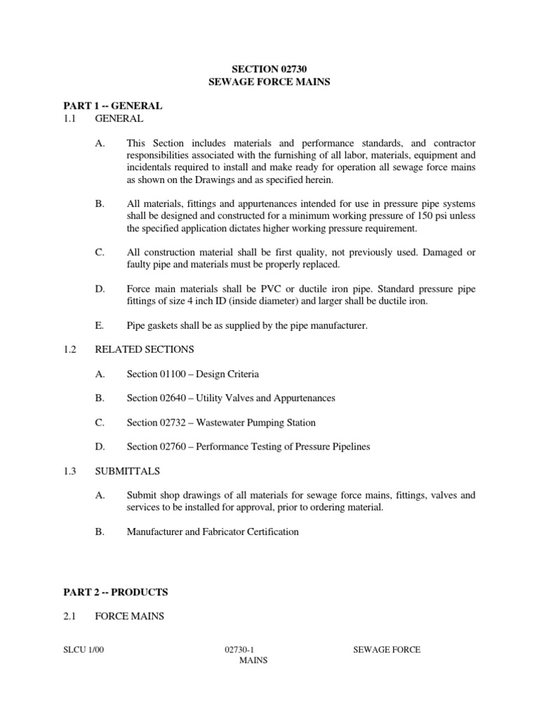 Sewer Force Main Design Guidelines | PDF | Pipe (Fluid Conveyance) | Valve
