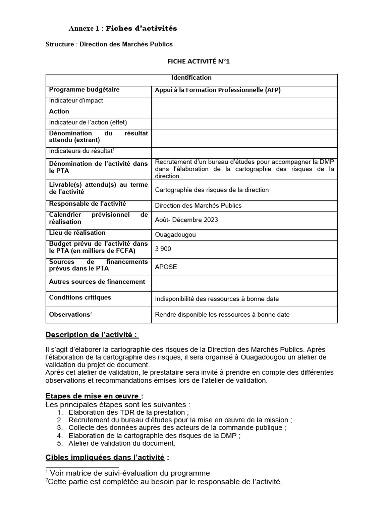 Élaboration de la cartographie des risques | PDF