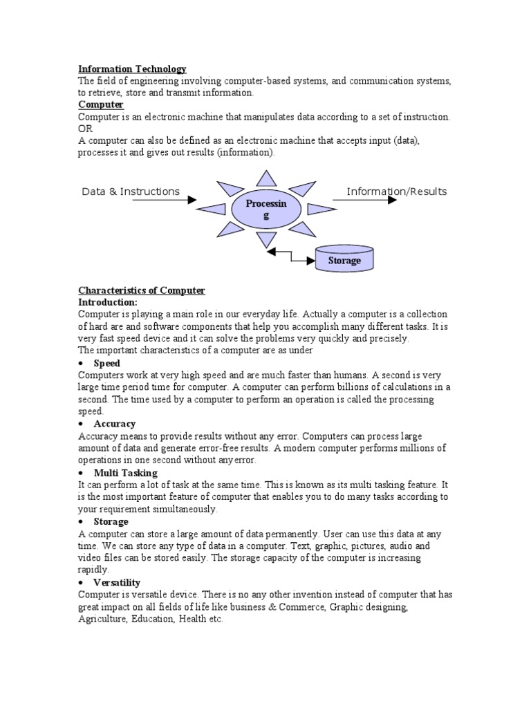 Information Technology: Data & Instructions Information/Results | PDF ...