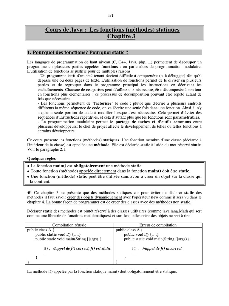 Méthodes statiques en Java | PDF | Programmation informatique | Racine ...