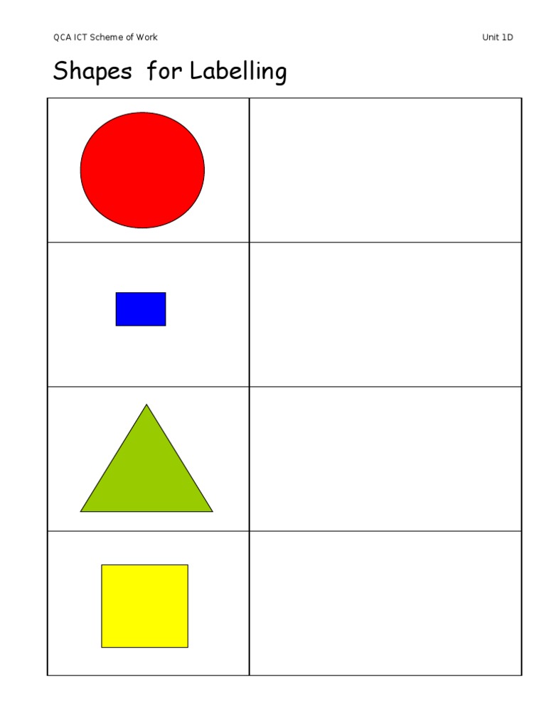 1D Shapes For Labelling | PDF