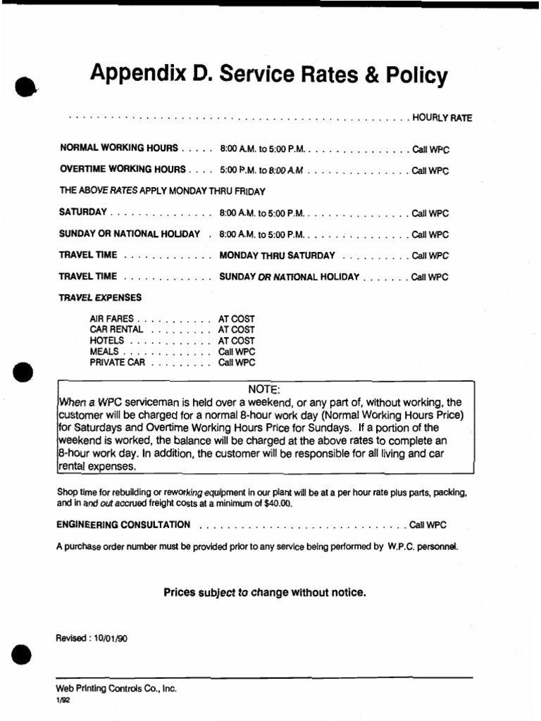 WPC Service Rates Overview | PDF