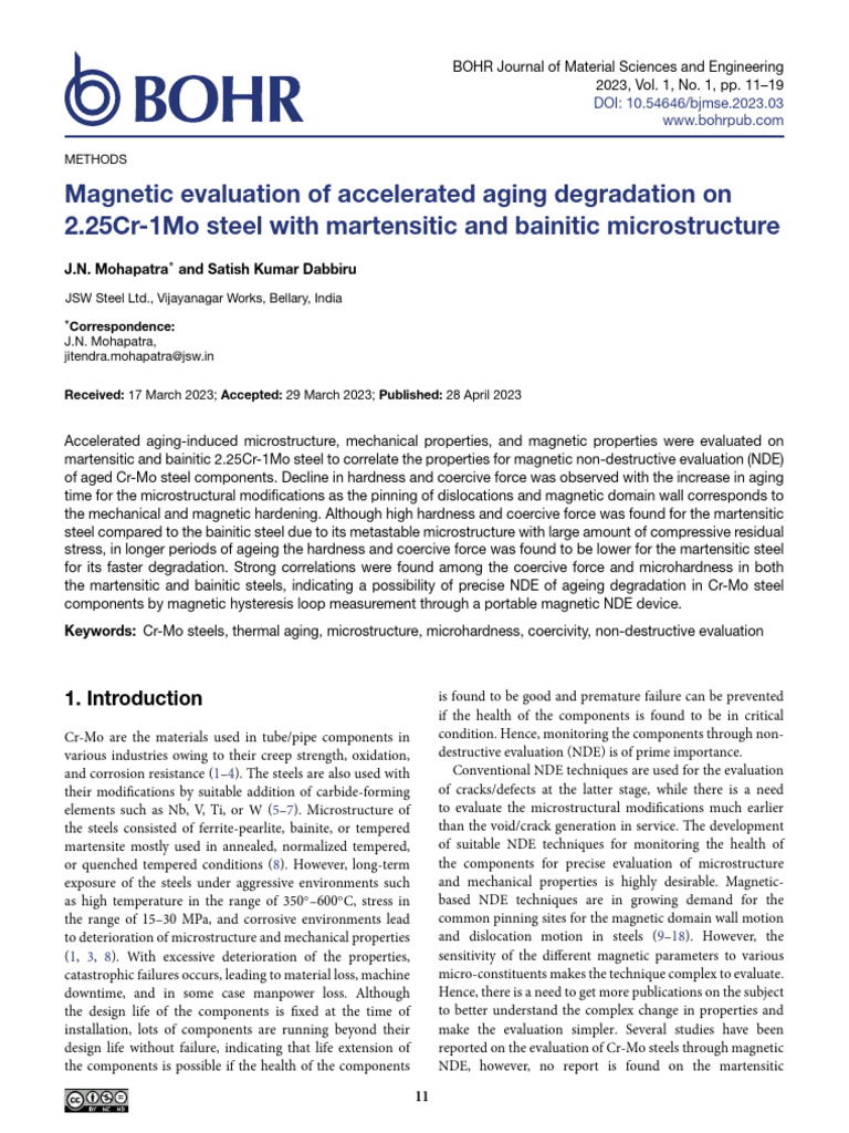 Magnetic Evaluation of Accelerated Aging Degradation On 2.25Cr-1Mo ...