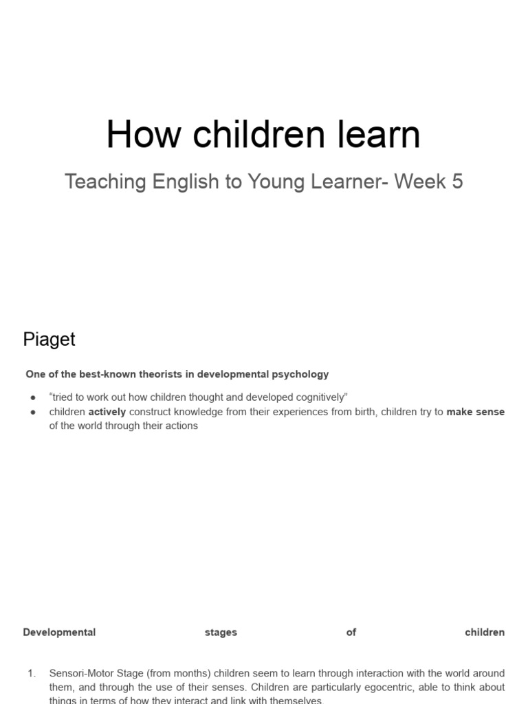 How Children Learn Pdf