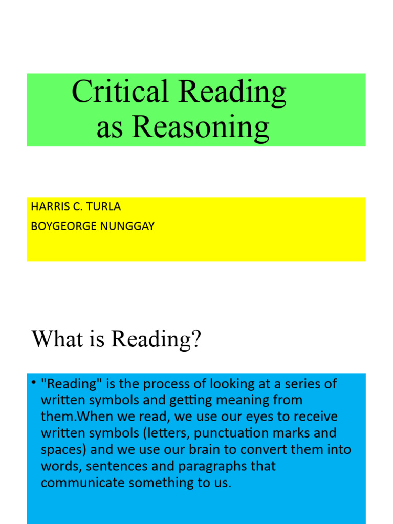 Critical Reading | PDF | Career & Growth | Self-Improvement