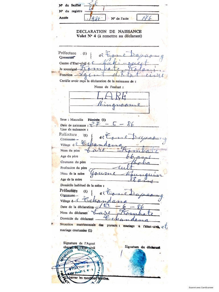 Certificat de Naissance | PDF