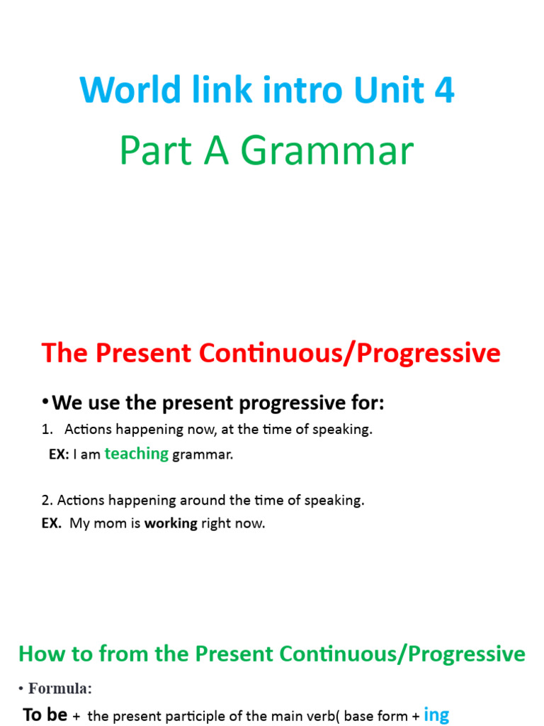 Present Continuous Grammar Guide | PDF | Verb | Consonant