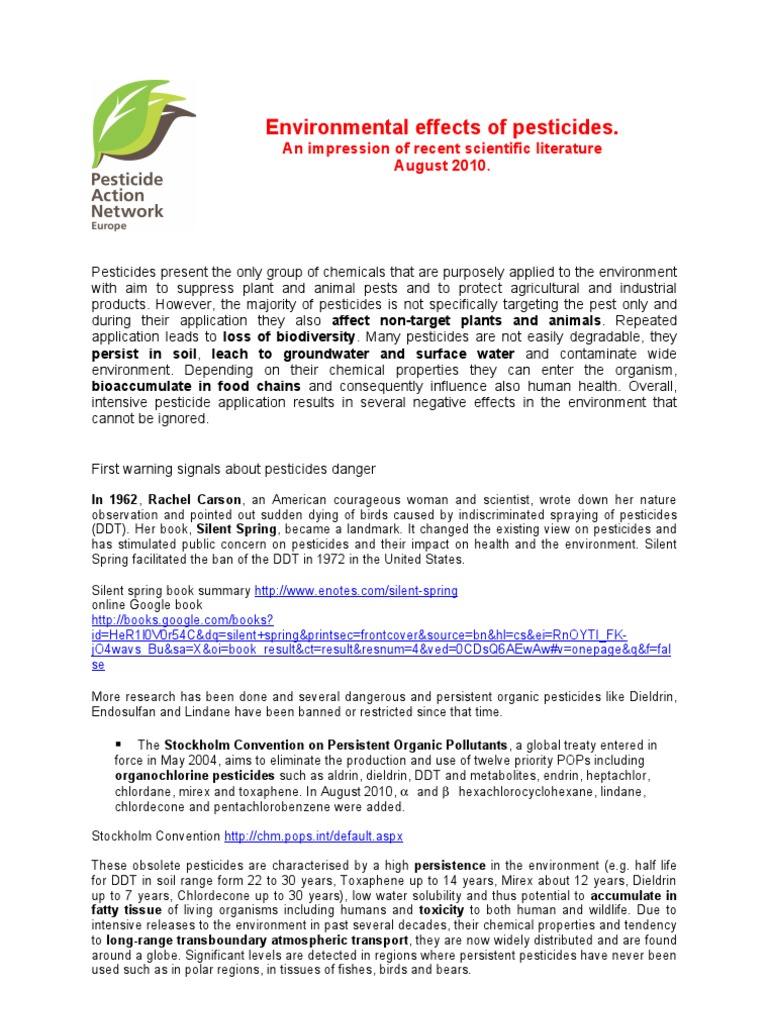 Pesticides and Environment, An Overview | PDF | Pesticide ...