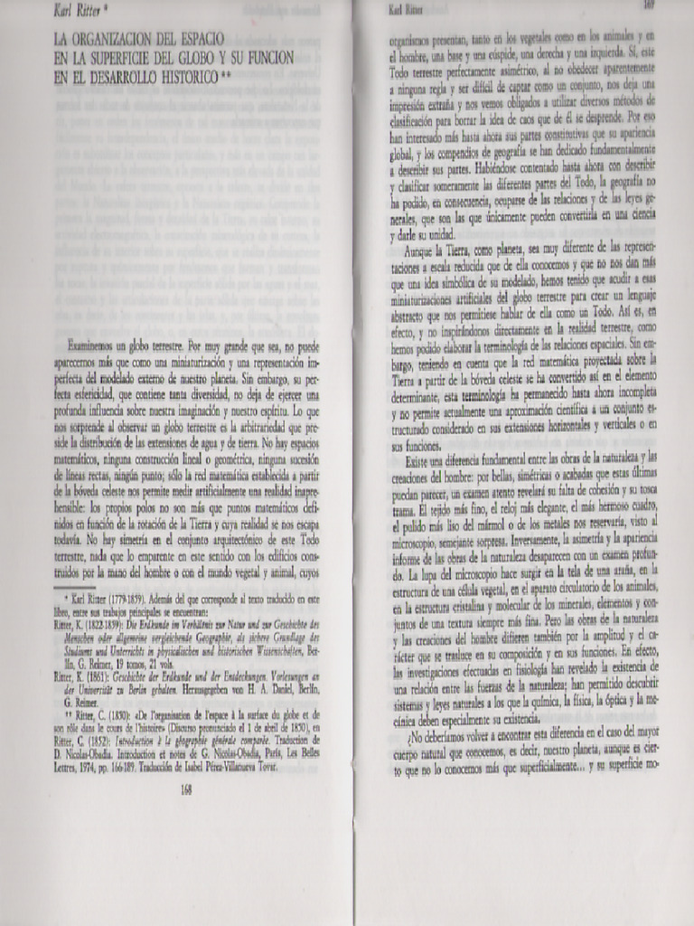 Karl Ritter - La Organizacio Del Espacio | PDF