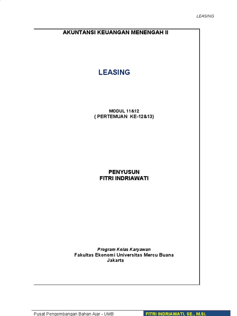 Laporan Leasing | PDF | Bisnis | Pengelolaan Keuangan & Uang