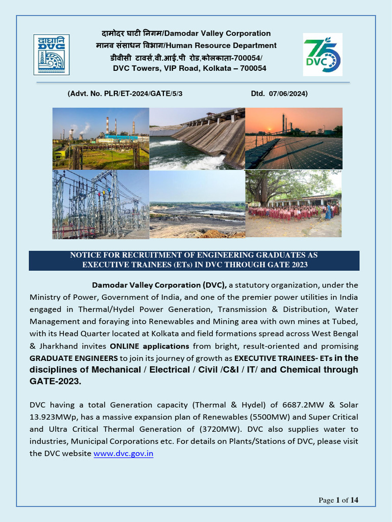 Advertisement For Recruitment Of Executive Trainee Ets Through Gate