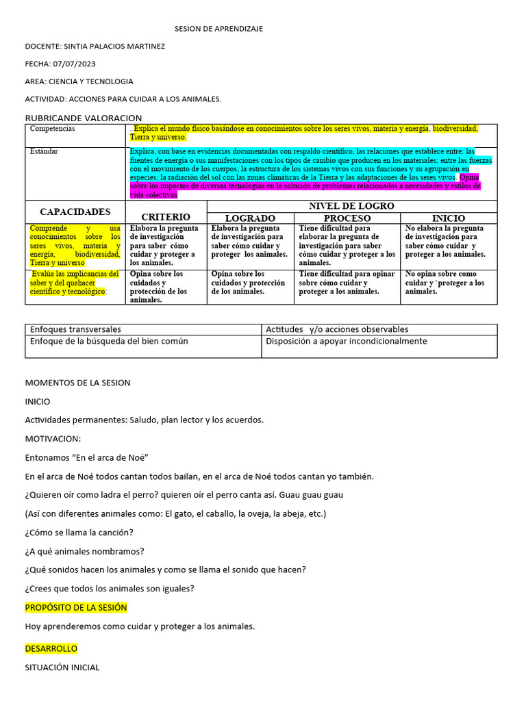 C y T Cuidado de Los Animales 3a | PDF | Biodiversidad | Universo