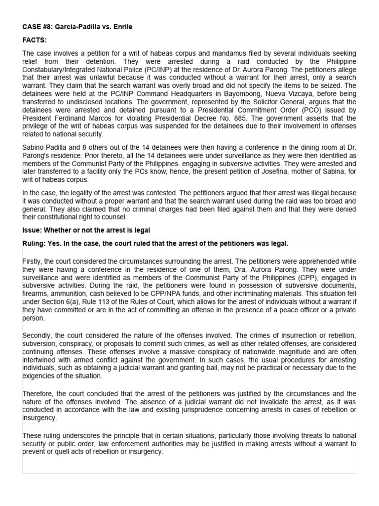 Case8 garcia padilla v enrile pdf habeas corpus detention