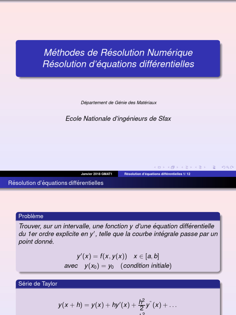 Résolution d'Équations Différentielles | PDF | Mathématiques de l ...