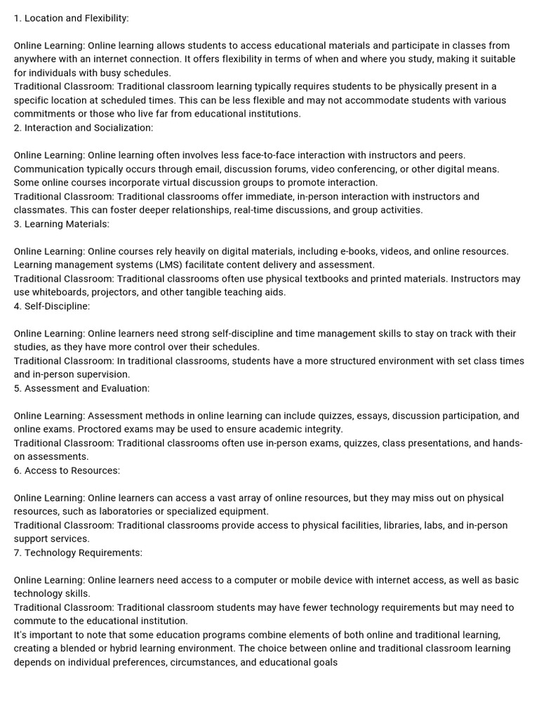Online LEARNING VS TRADITIONAL CLASSROOM LEARNING - 20240411 - 061919 ...