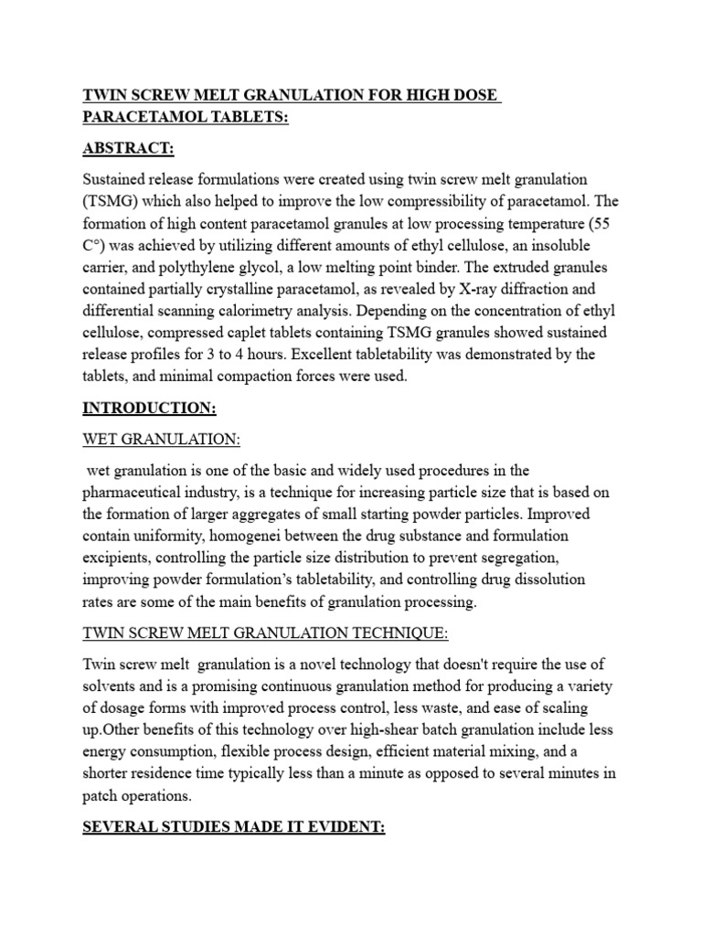 TSMG For High Dose Paracetamol ERUM | PDF | Tablet (Pharmacy ...