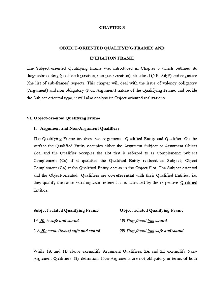 Chapter 8 object oriented qualifying frame and initiation frame pdf