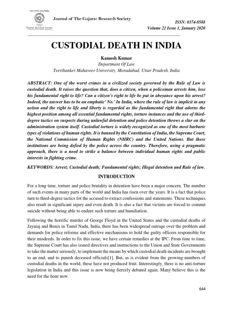 Custodial Death in India | PDF | Arrest | Police