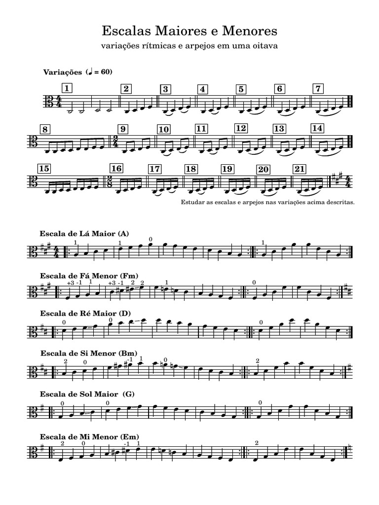 Variações Rítmicas e Arpejos Musicais | PDF | Escala (música) | Melodia