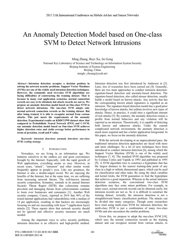 An Anomaly Detection Model Based On One-Class | Download Free PDF ...