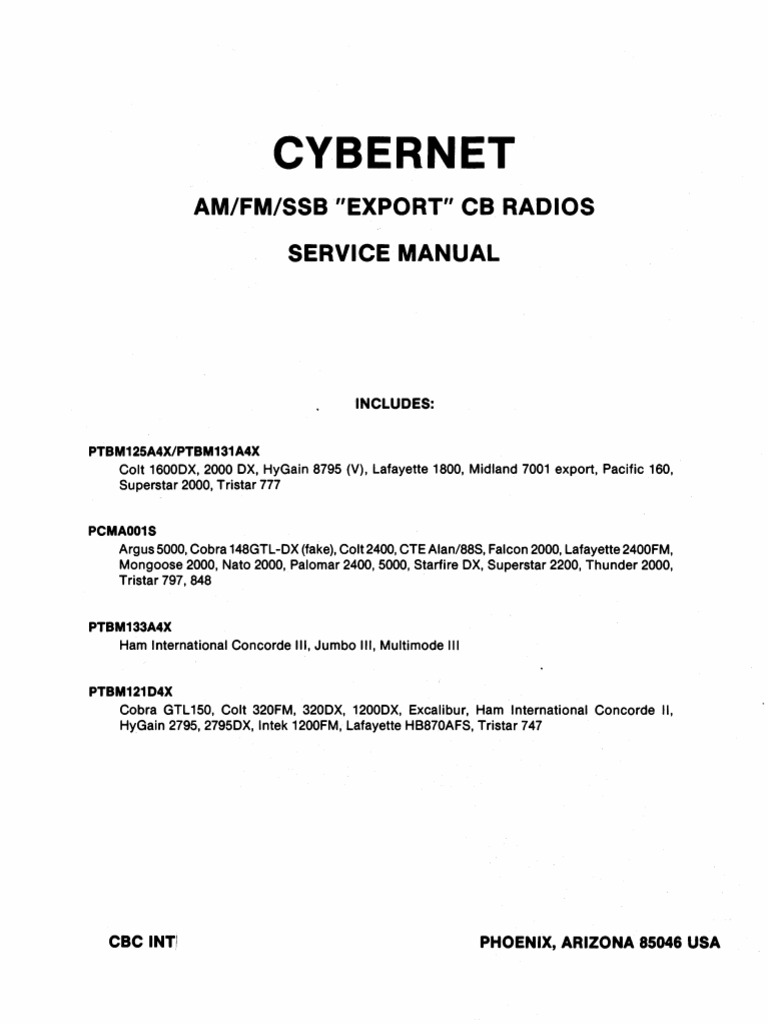 Cybernet CB Radio Service Manual | PDF | Detector (Radio) | Amplifier