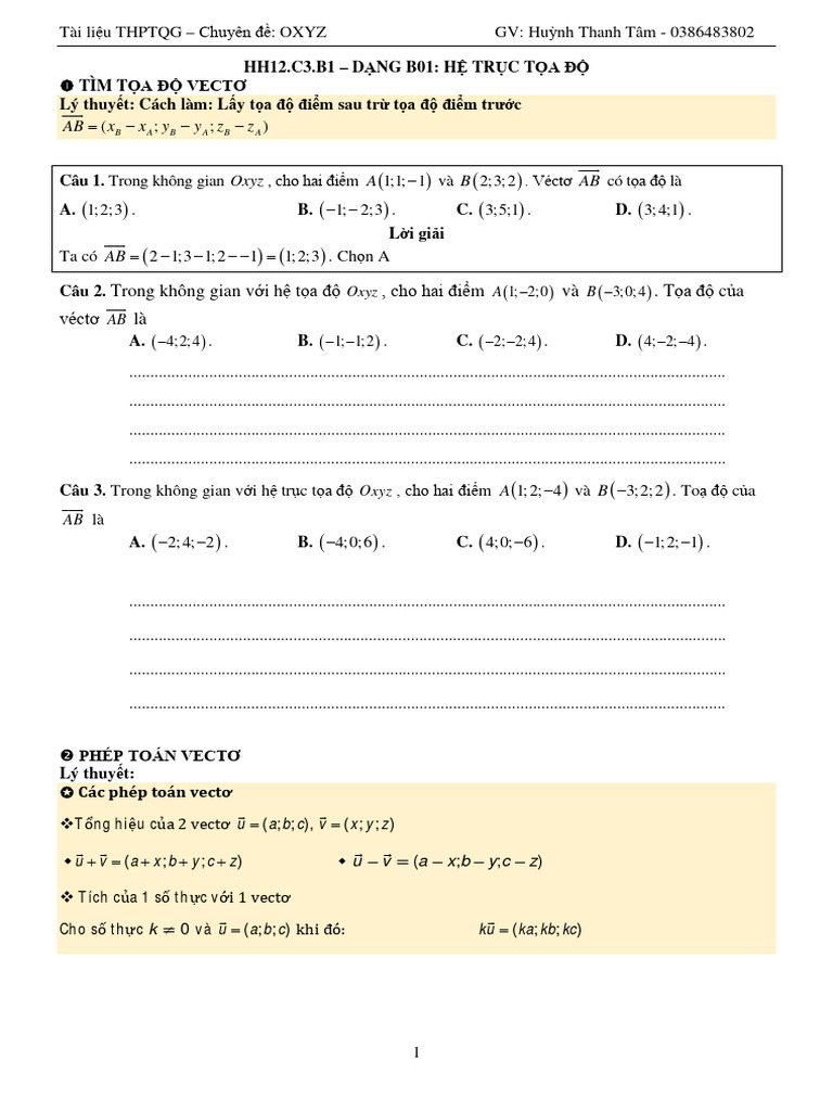 Hh12.c3-b1-Dang b01 He Truc Toa Do-Pt Mat Cau | PDF
