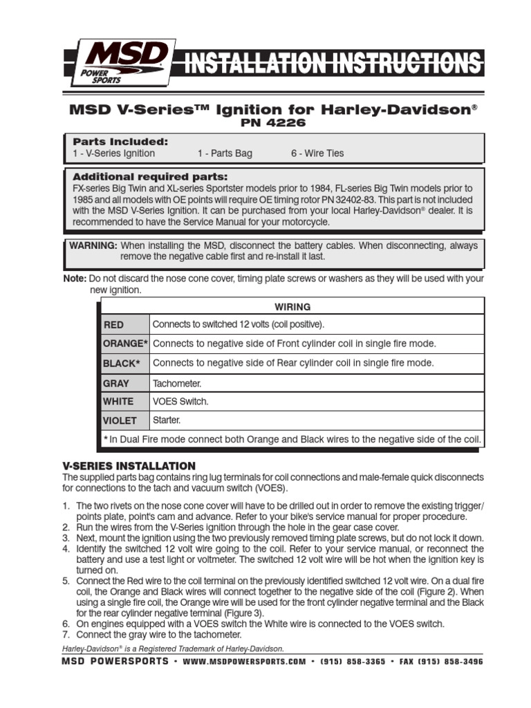 MSD V Series | PDF | Throttle | Vehicle Technology