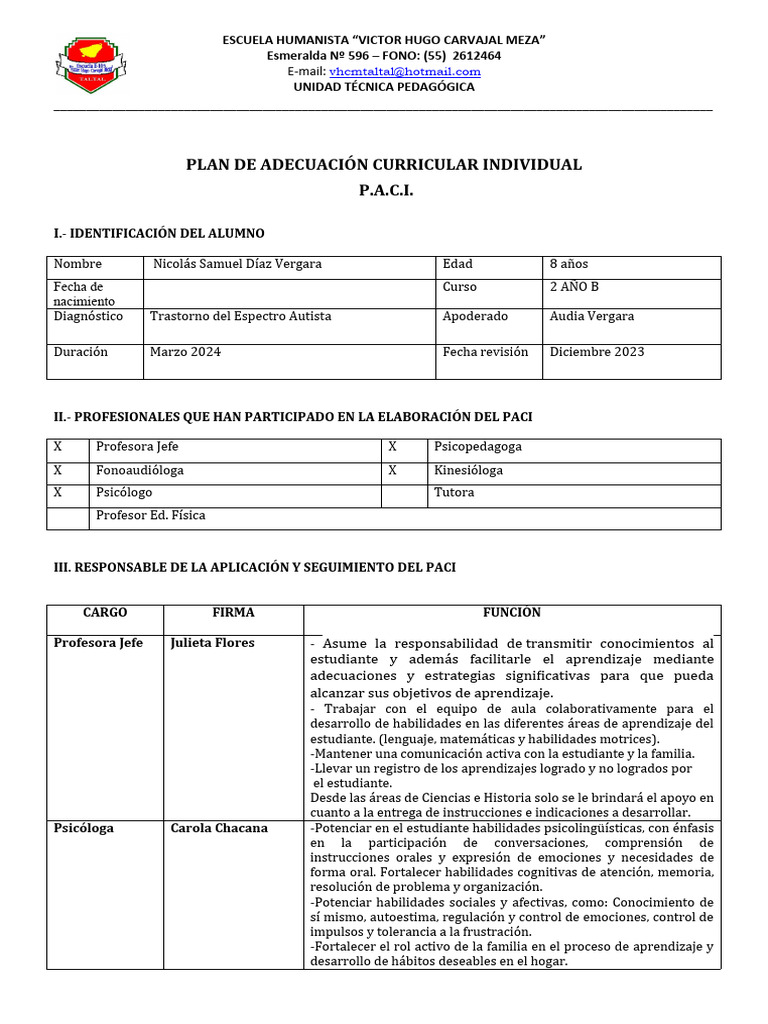Paci Nicolas Diaz Final | PDF | Plan de estudios | Aprendizaje