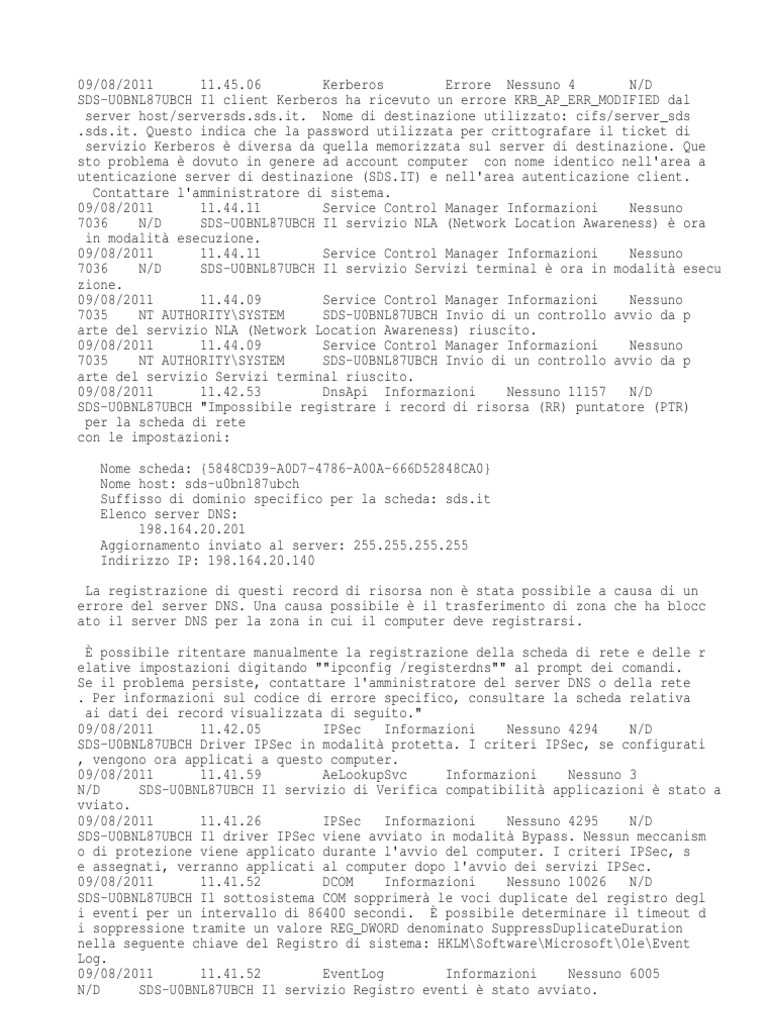 Event Log System A | PDF